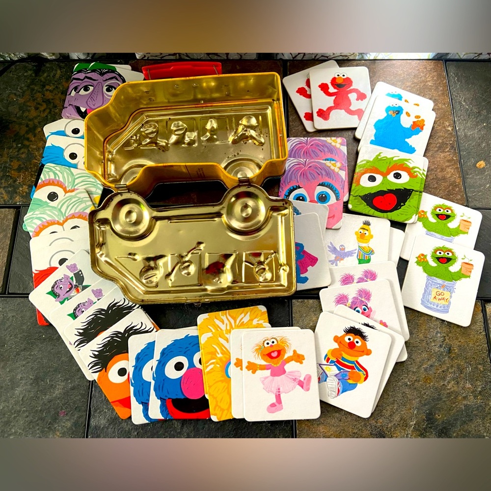 2005 Sesame Street Vintage Tin box with 36 card “matching game” set inside.